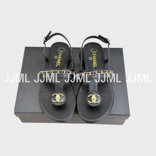 샤넬 체인 플리플랍 샌들 블랙