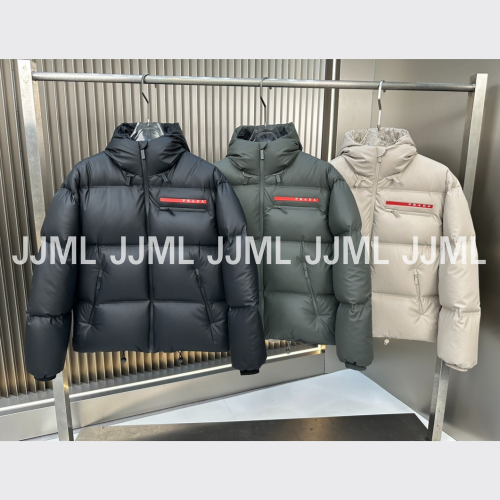 프라다 로고 무광 후드 패딩 3컬러