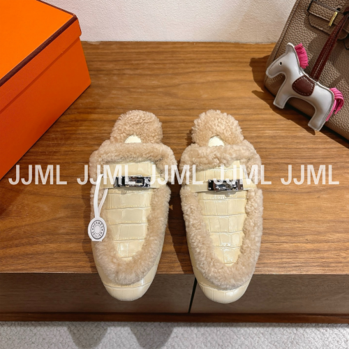 에르메스 시어링 오즈뮬 패턴 베이지