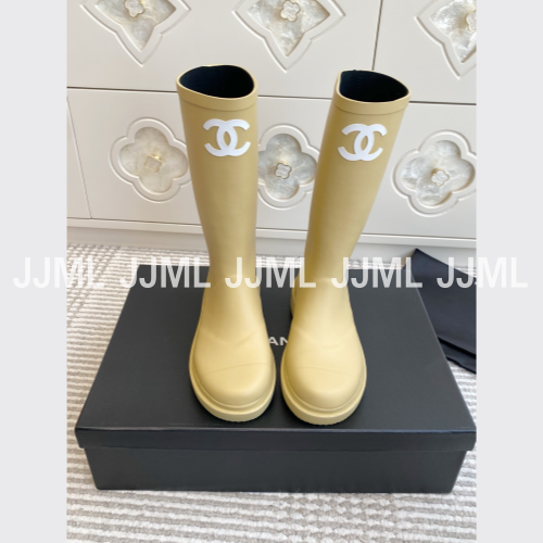 샤넬 CC 로고 레인부츠 옐로우