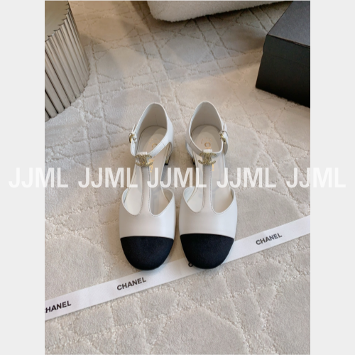 샤넬 투톤 앵클 메리제인 슈즈 화이트