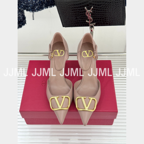 발렌티노 가바라니 V로고 슬링백 펌프스 핑크 골드