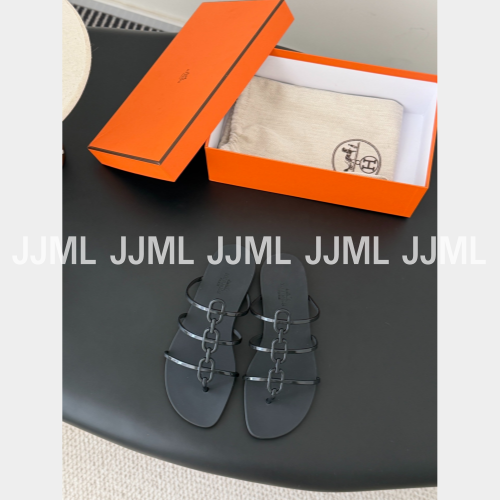 에르메스 미코노스 PVC 젤리 샌들 블랙