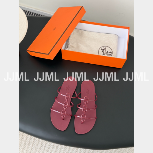에르메스 미코노스 PVC 젤리 샌들 레드