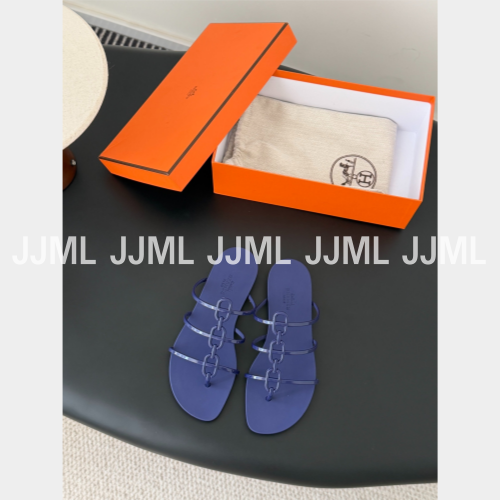에르메스 미코노스 PVC 젤리 샌들 네이비