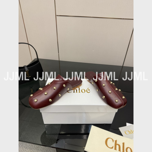 끌로에 리타 스터드 뮬 버건디