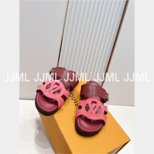 루이비통 이솔라 컴포트 뮬 핑크 레드