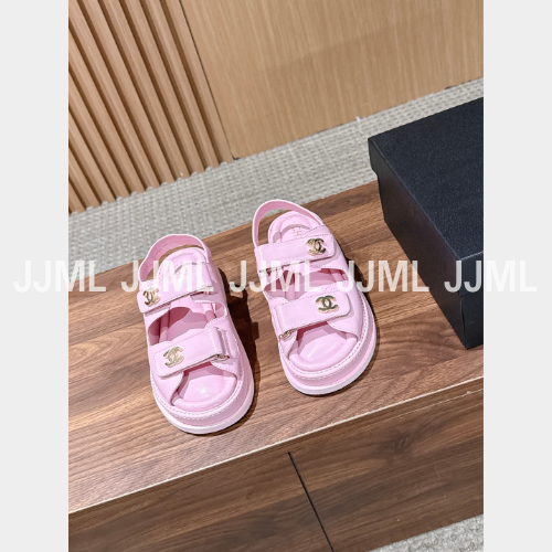 샤넬 CC 벨크로 샌들 핑크