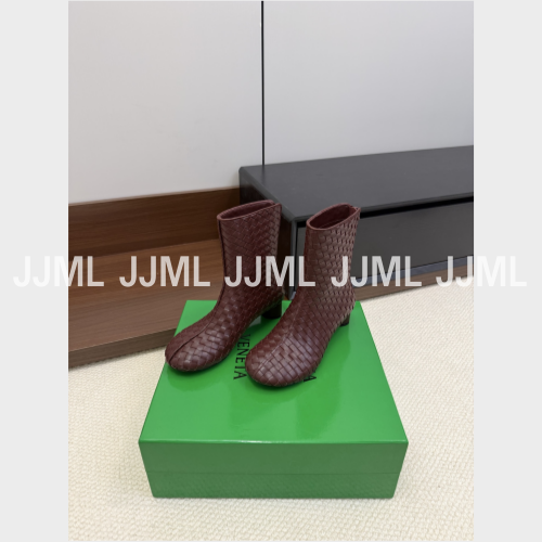 보테가베네타 체리 인트레치아토 앵클 부츠 버건디