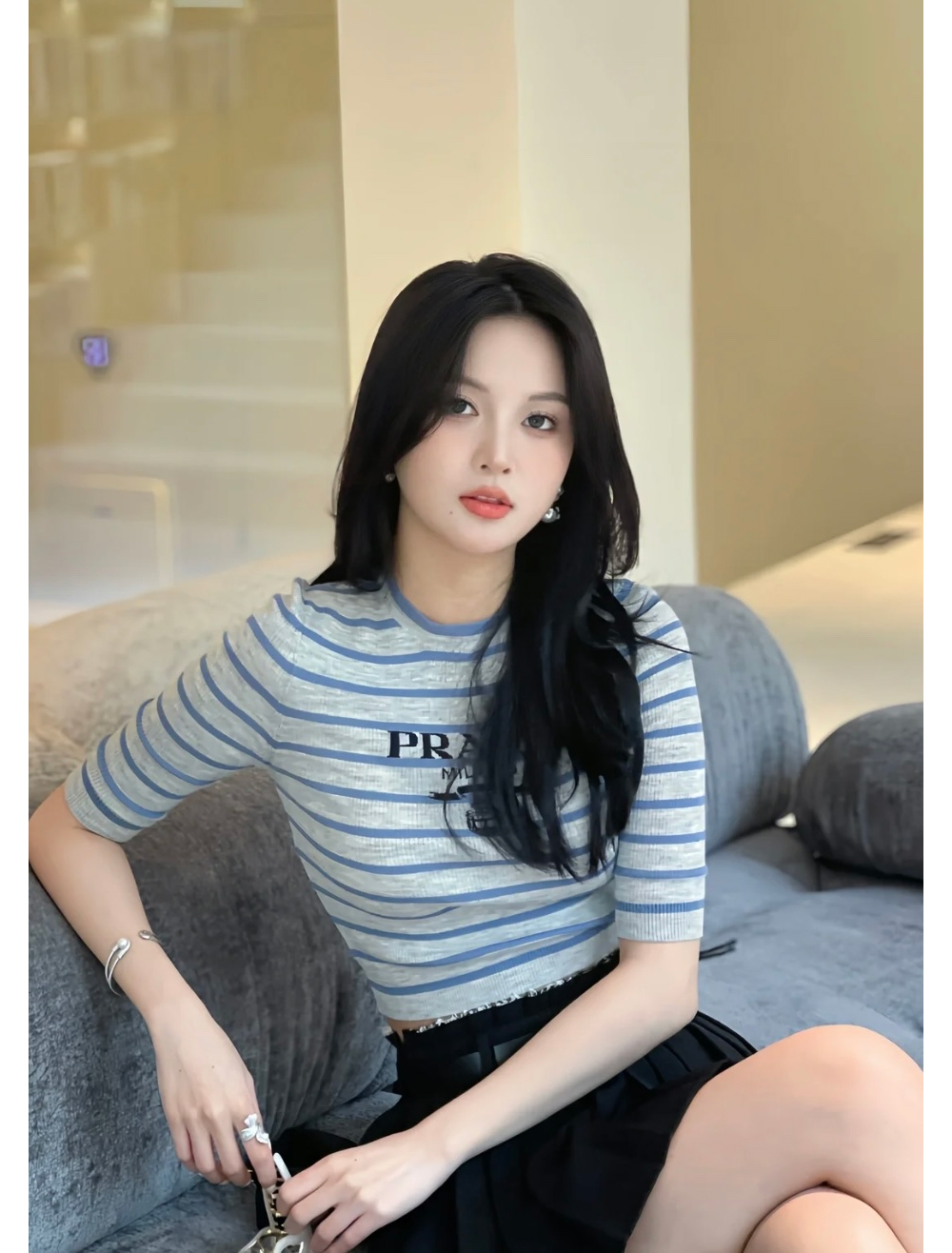 긴팔 티셔츠 모델 착용 이미지-S45L16