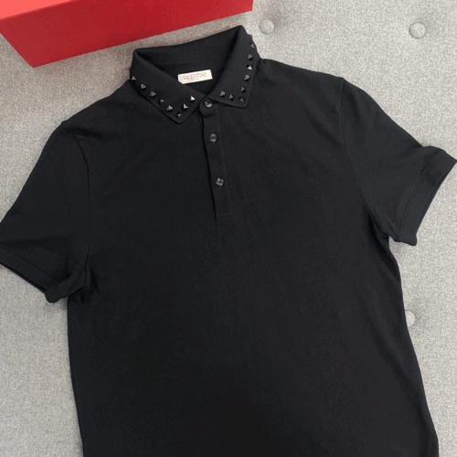 발렌티노 코튼 블랙 스터드 폴로 반팔 셔츠 [블랙] TU876161