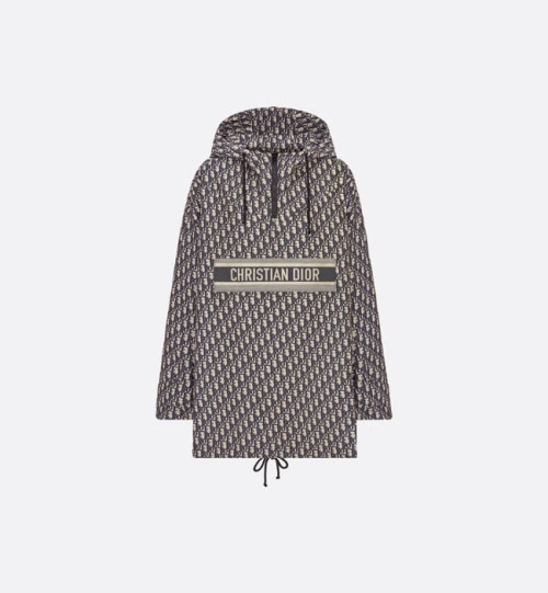 디올 블루 & 에크루 Dior Oblique 테크니컬 태피터 자카드 후드 아노락 TU87629